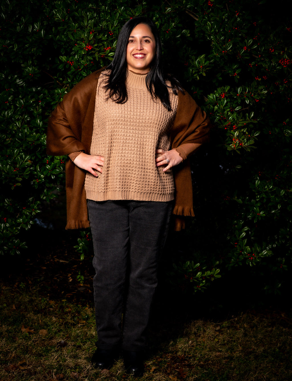 Artisan Handwoven Alpaca Shawl – Earthy Brown Luxury Wrap