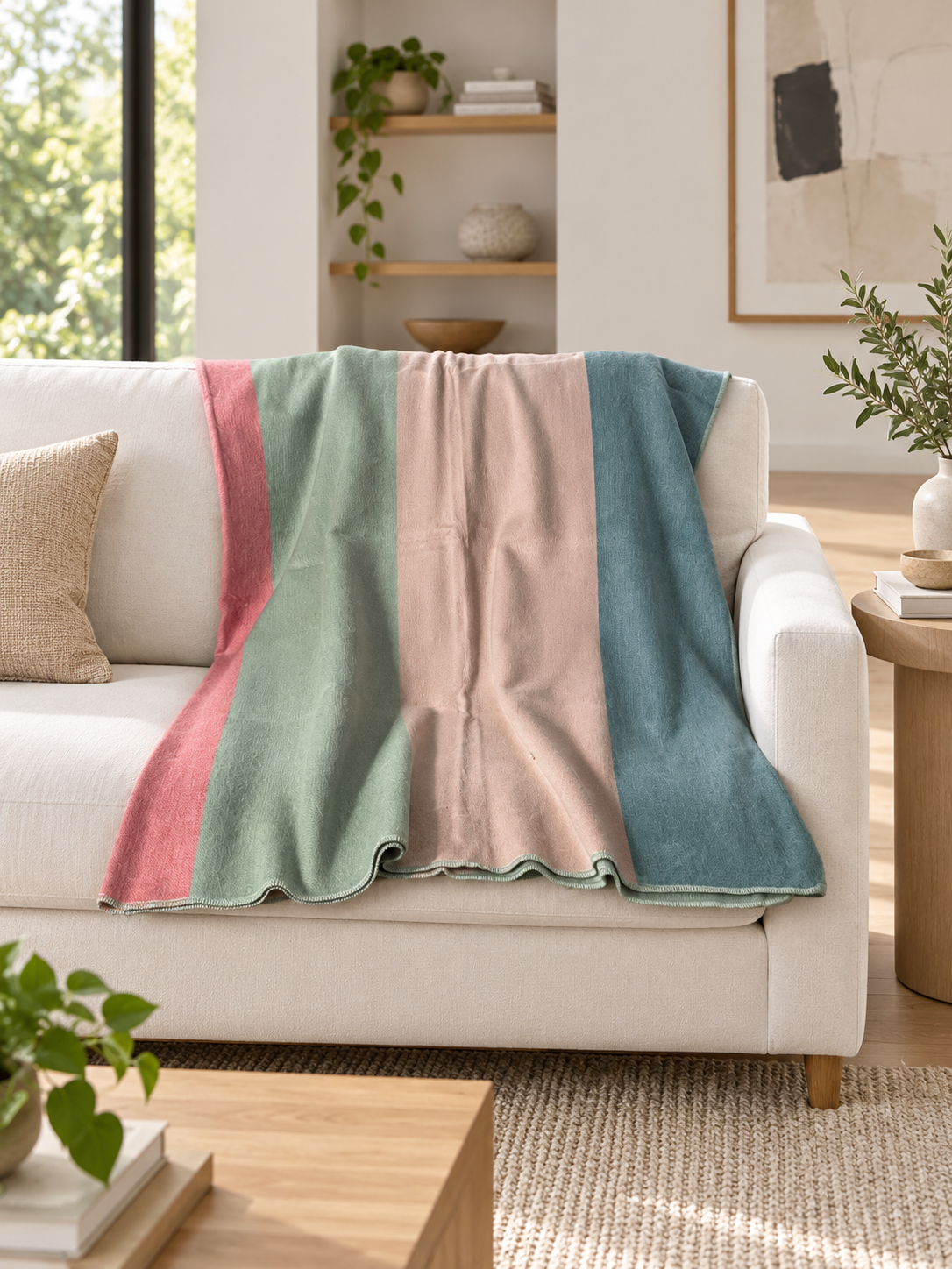 Artisan Handwoven Multicolor Alpaca Wool Blanket | Large 5.7’ x 8’ Otavalo Throw
