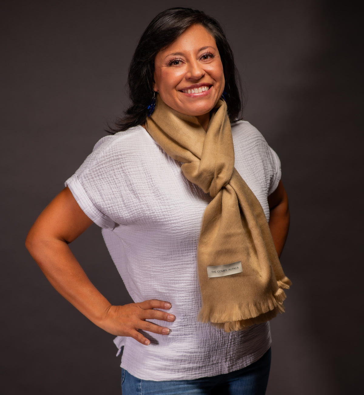 Light Brown Alpaca Scarf | Handwoven Artisan Luxury Wrap