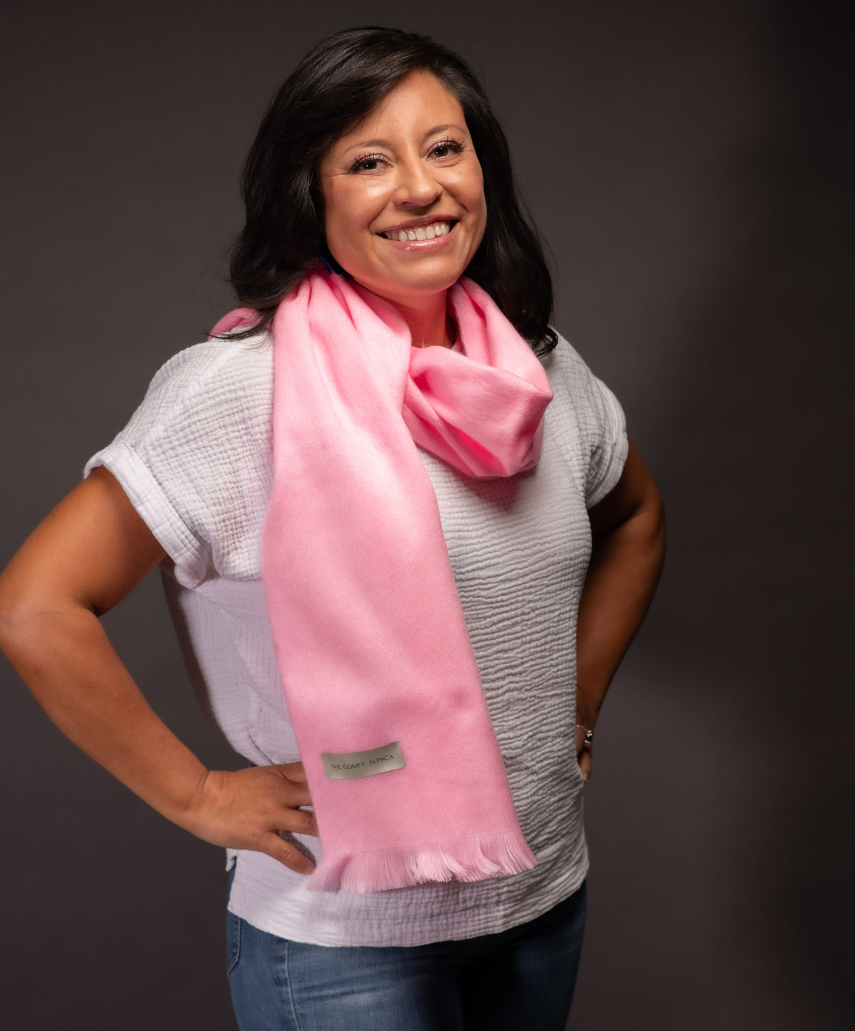 Light Pink Handwoven Alpaca Scarf | Luxury Artisan Wool Wrap