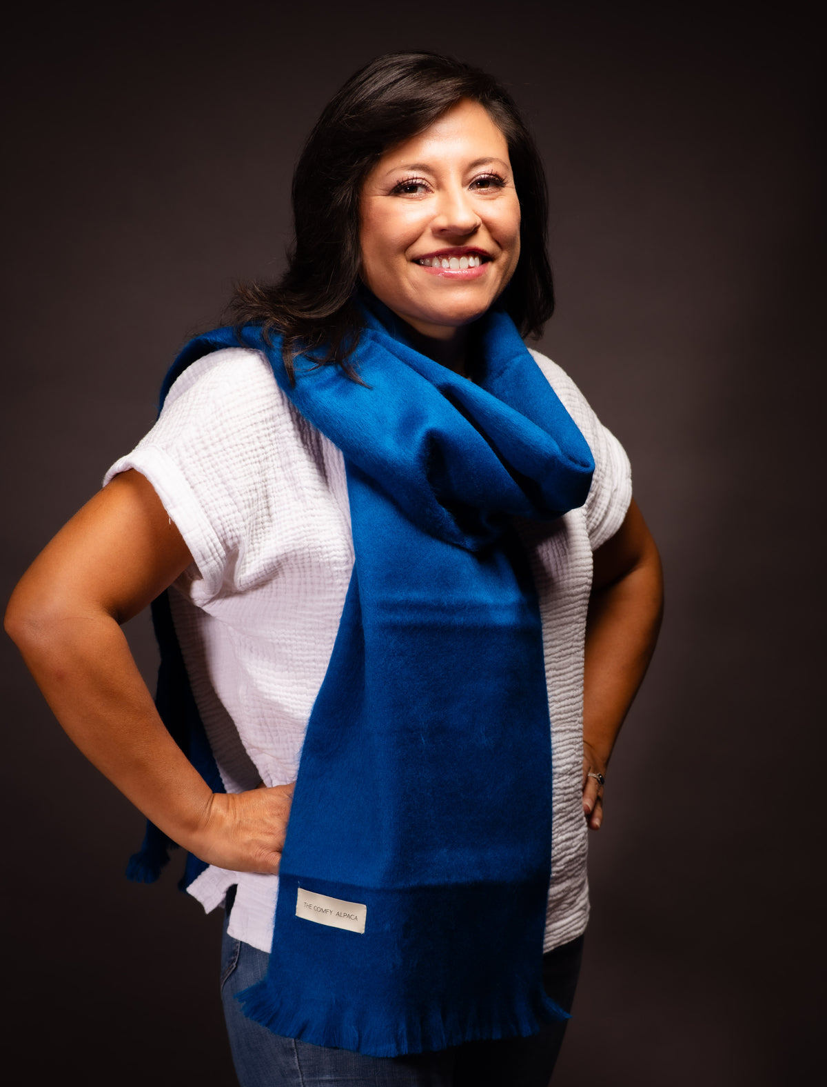 Royal Blue Handwoven Alpaca Scarf | Luxury Ecuador Wool Wrap